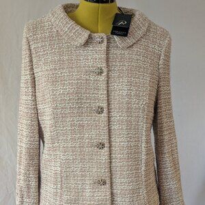 NWT Adrianna Papell Blush Pink Bouclé Wedding Guest Blazer | Size L